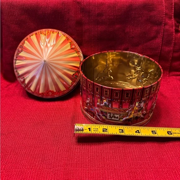 Vintage Carousel Tin with Red and Gold Accents - Picture 11 of 12